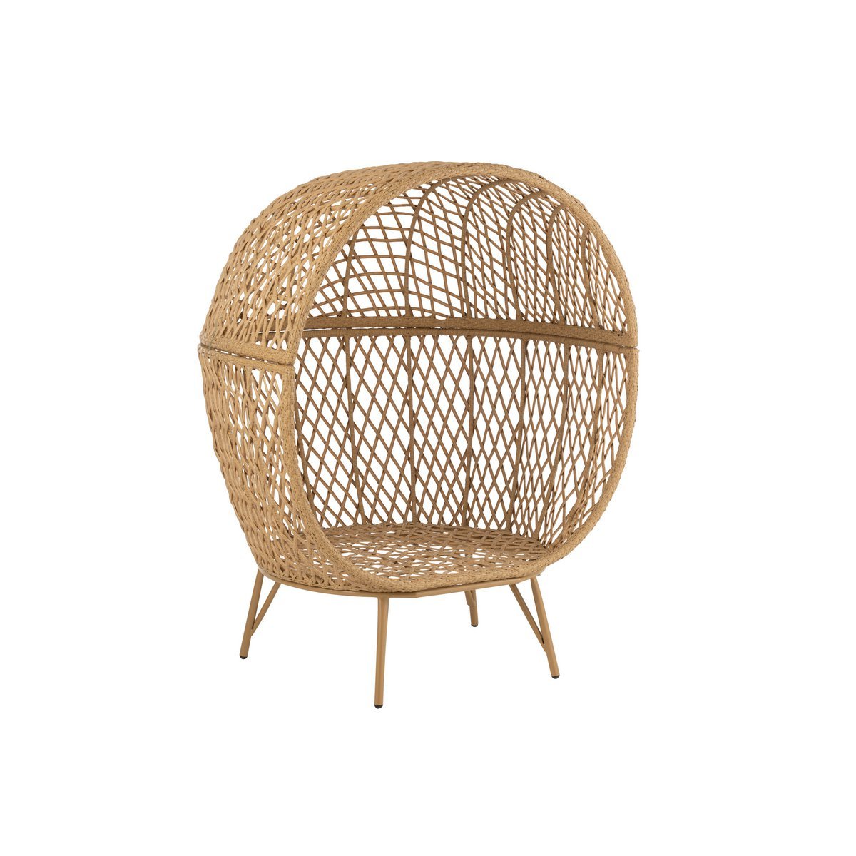 J-Line Loungestoel+Kussens Eva Metaal/Riet Beige