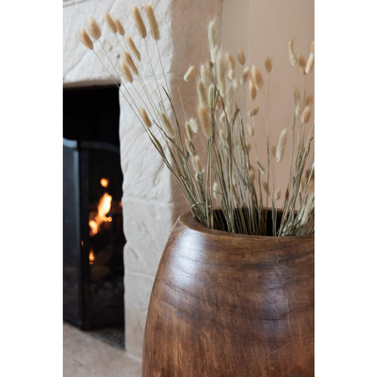 J-Line bloempot Paulownia - hout - bruin - large - Ø 43 cm