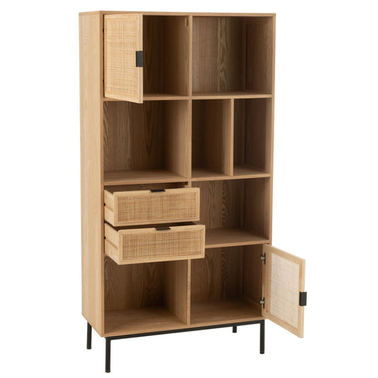 J-Line Kast Vakken Mdf/Metaal Naturel/Zwart