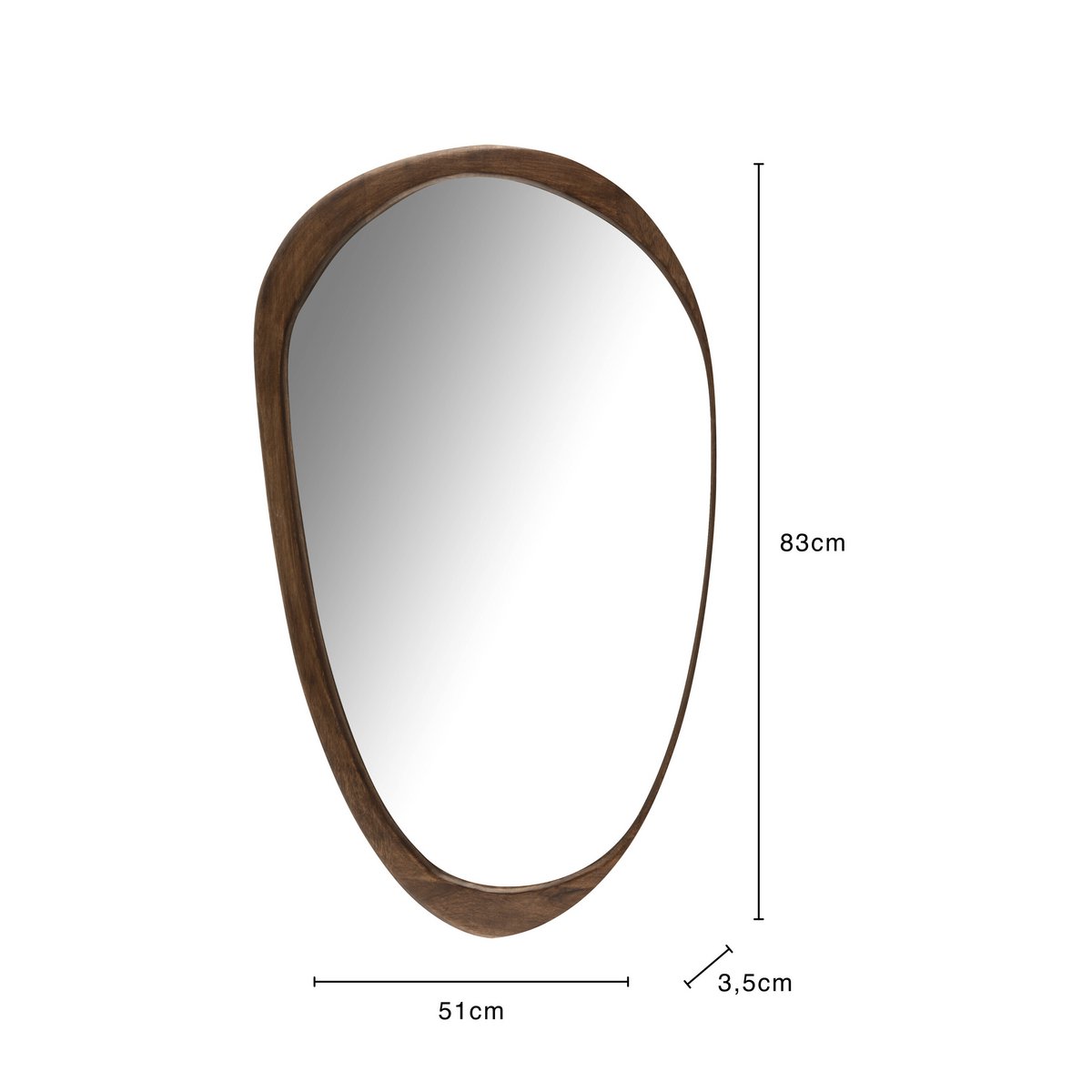 J-Line spiegel Onregelmatig - hout - donkerbruin - large - 51 x 83 cm