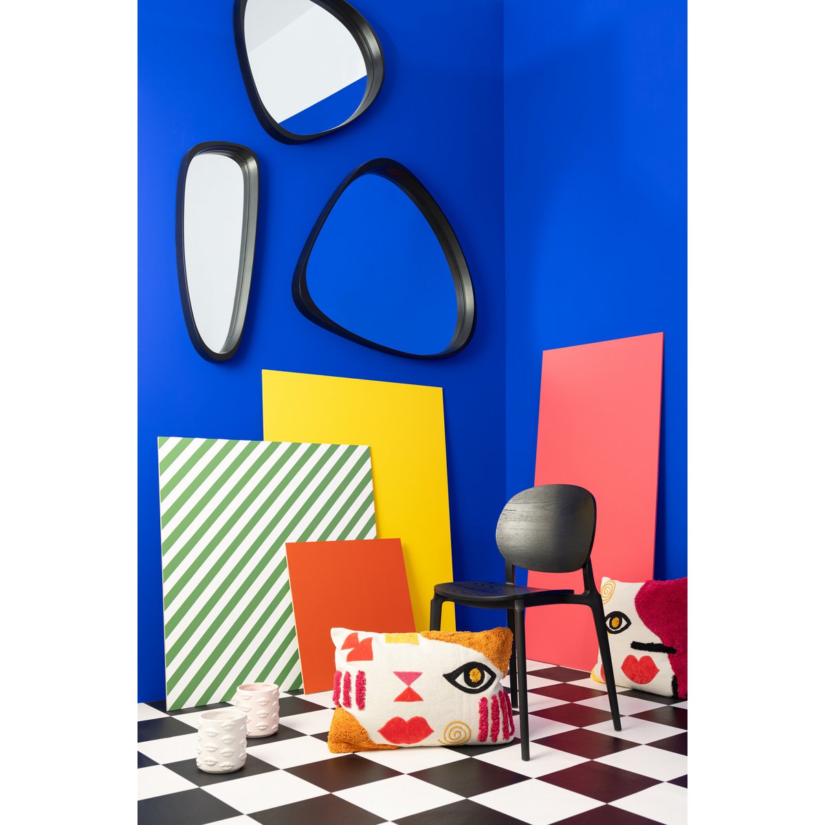 J-Line spiegel Giles Lang - glas - zwart - 33 x 89 cm