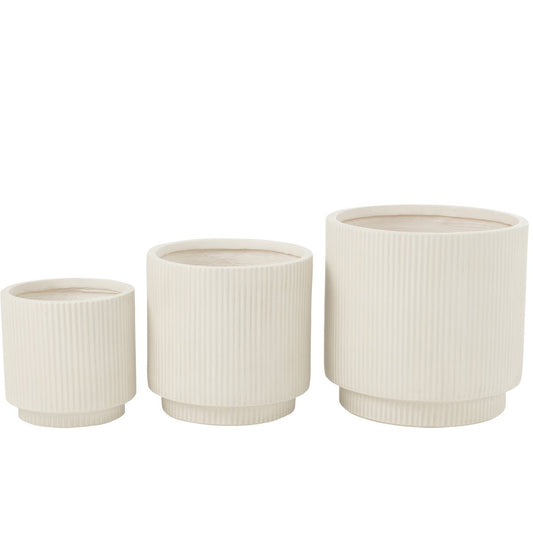 J-Line bloempot Misty - keramiek - wit - 3 stuks - Ø 37 cm
