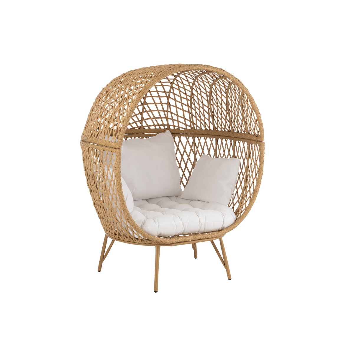 J-Line Loungestoel+Kussens Eva Metaal/Riet Beige