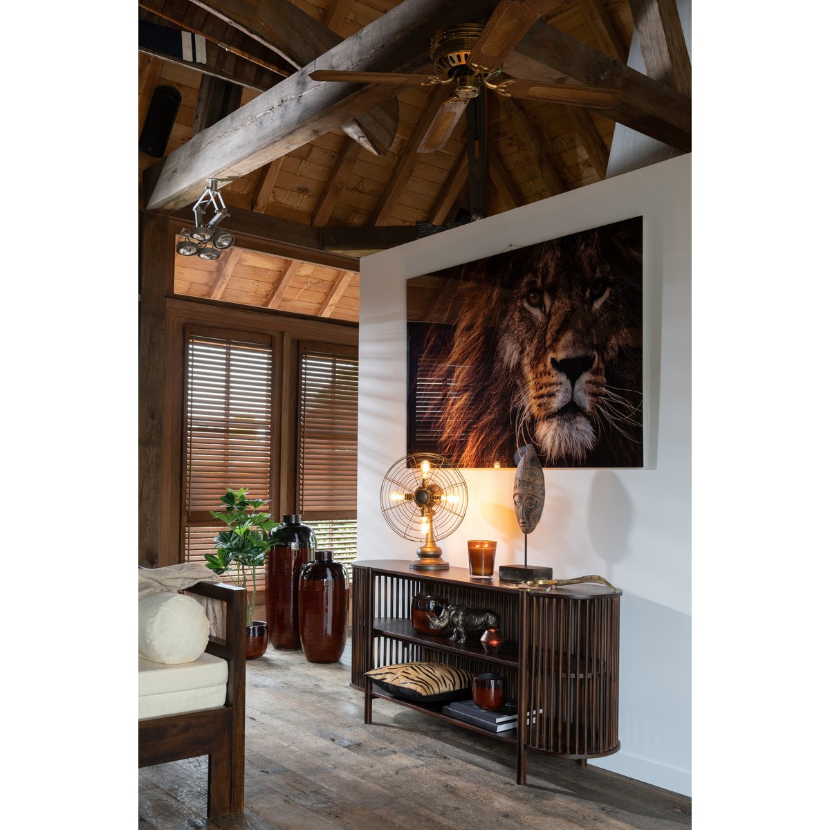 J-Line Console 2 Planken Conie Mango Hout Donker Bruin