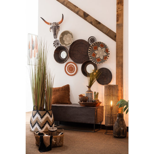 J-Line spiegel Rond Komvorm - hout - bruin - Ø 35 cm