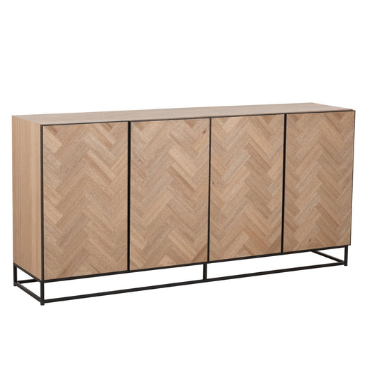 J-Line dressoir 4 Deuren Zigzag - hout/metaal - naturel/zwart