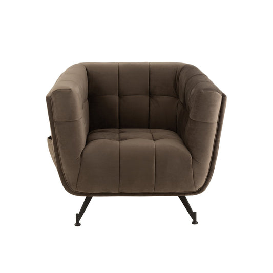 J-Line Lounge Zetel 1-Zit Textiel/Hout/Metaal Donker Grijs