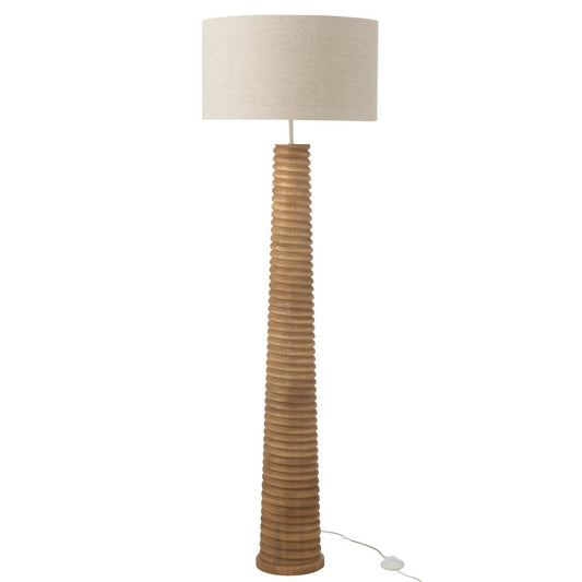 J-Line Vloerlamp Schroefdraad Hout Naturel/Grijs