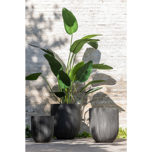 J-Line vaas Rond - keramiek - zwart - 3 stuks - Ø 55 cm