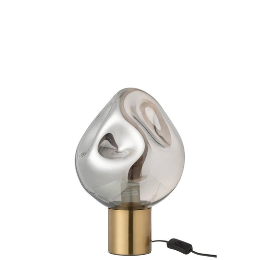 J-Line Lamp Goud Metaal/Glas Grijs
