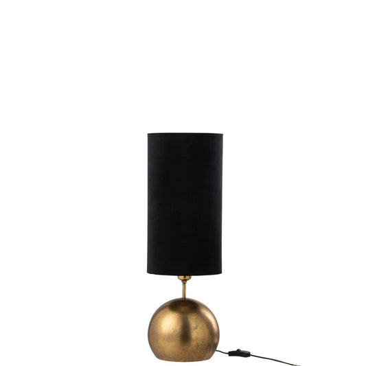 J-Line Lamp Bol Ijzer/Fluweel Goud/Zwart