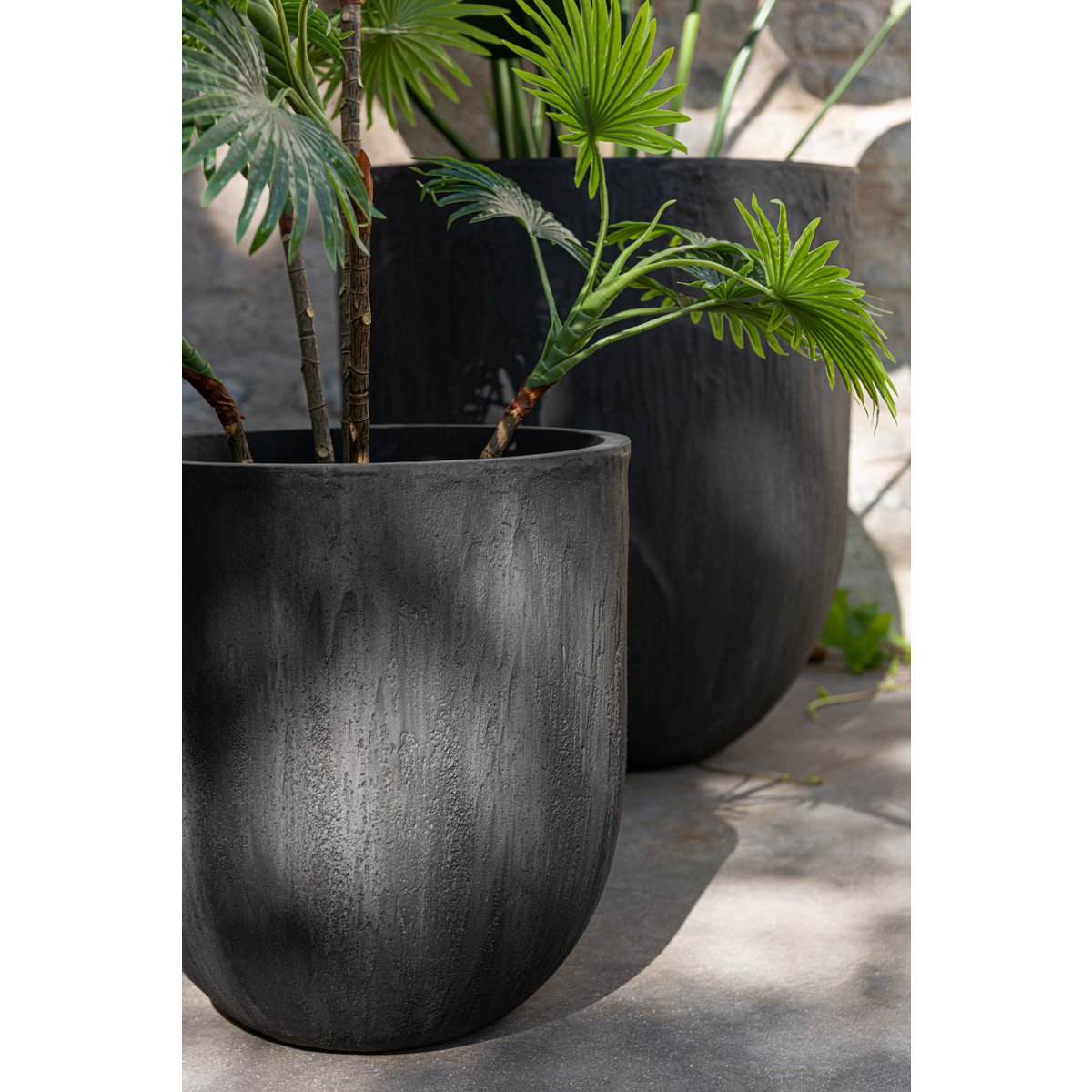 J-Line vaas Rond - keramiek - zwart - 3 stuks - Ø 55 cm