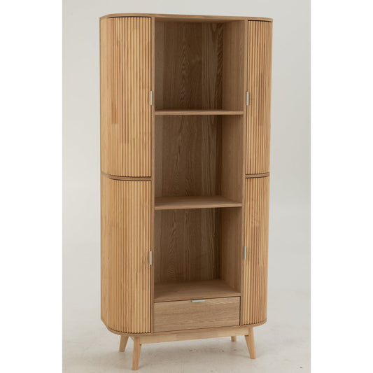 J-Line kast Vakken Rond - dennenhout - naturel