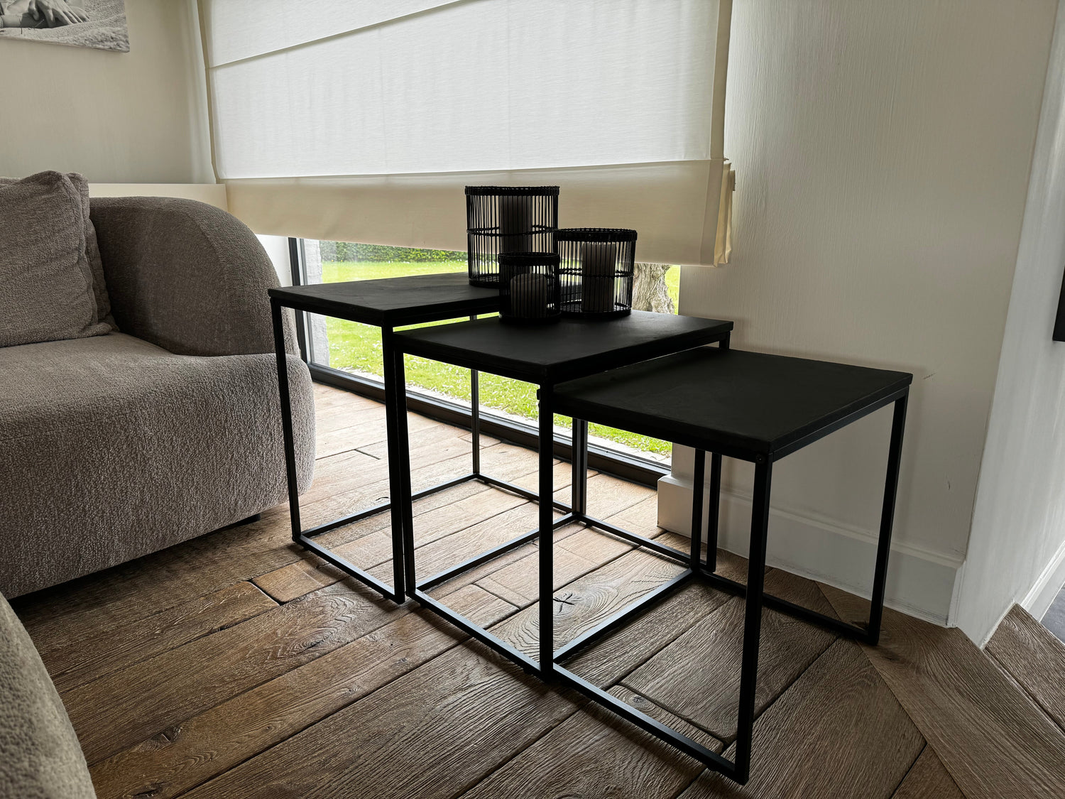 Microcement bijzettafels set van drie