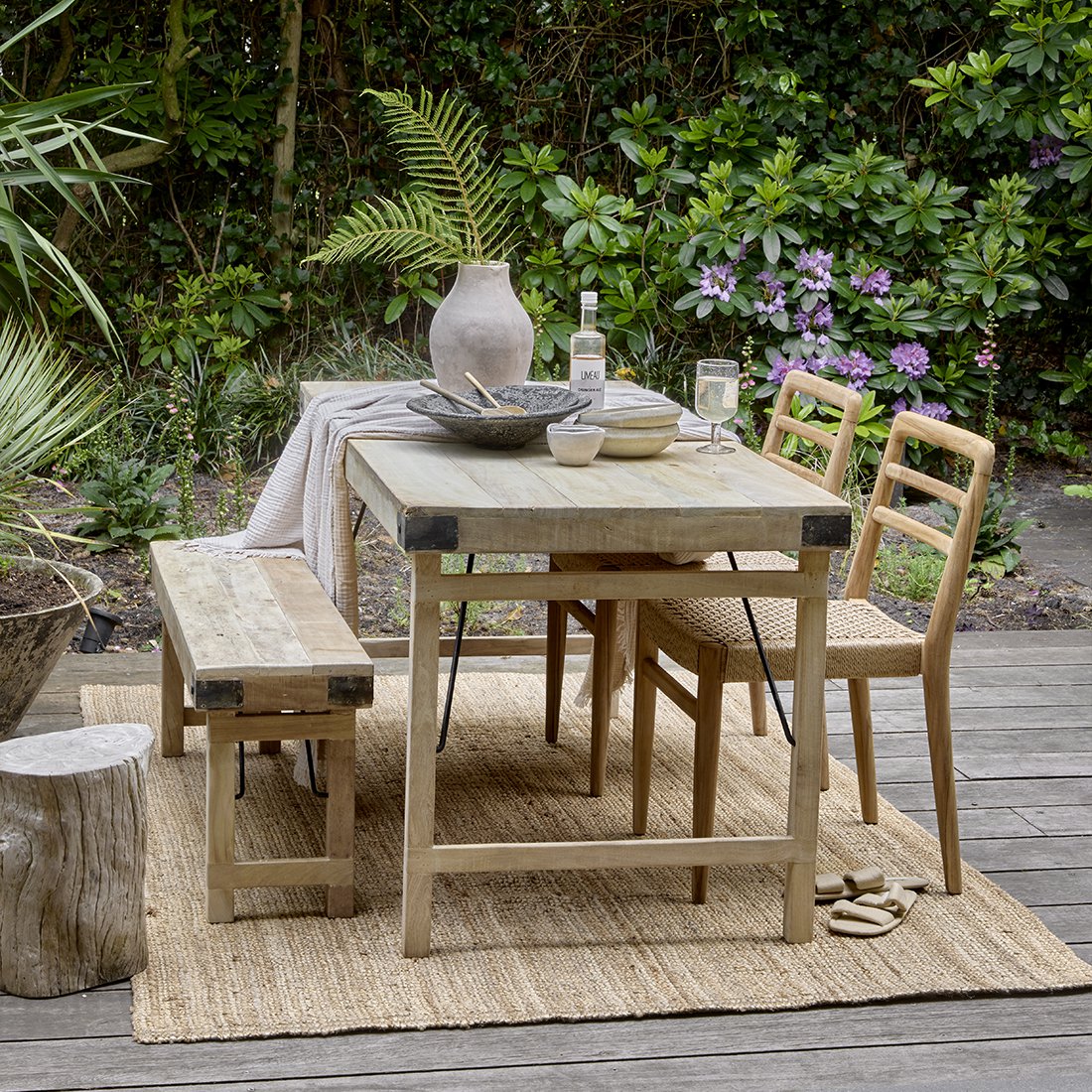 Limewash eettafel inklapbaar
