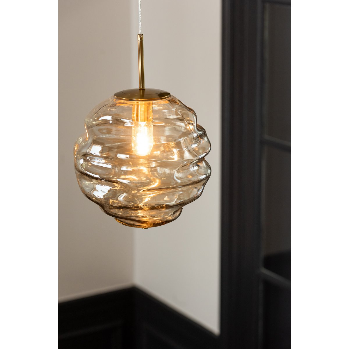 J-Line Hanglamp Glas Licht Cognac