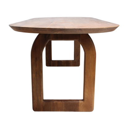 Bullnose eettafel bruin open onderstel