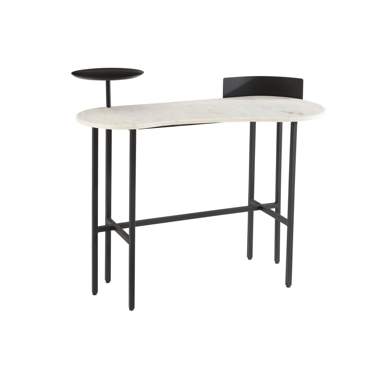 J-Line console Marmer - steen/ijzer - wit/zwart