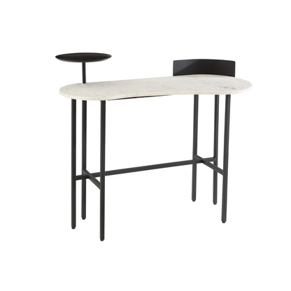 J-Line console Marmer - steen/ijzer - wit/zwart