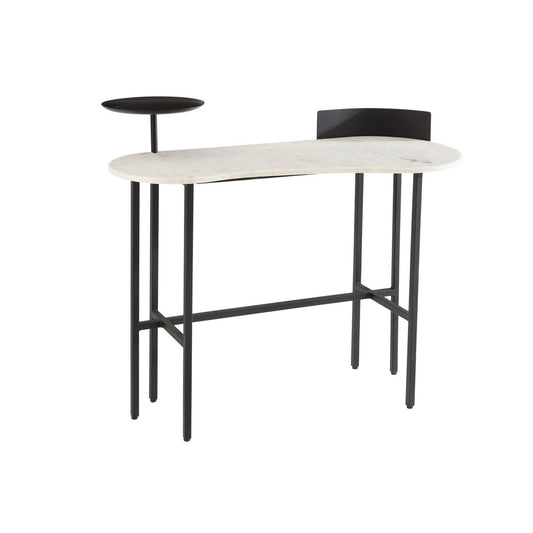 J-Line console Marmer - steen/ijzer - wit/zwart