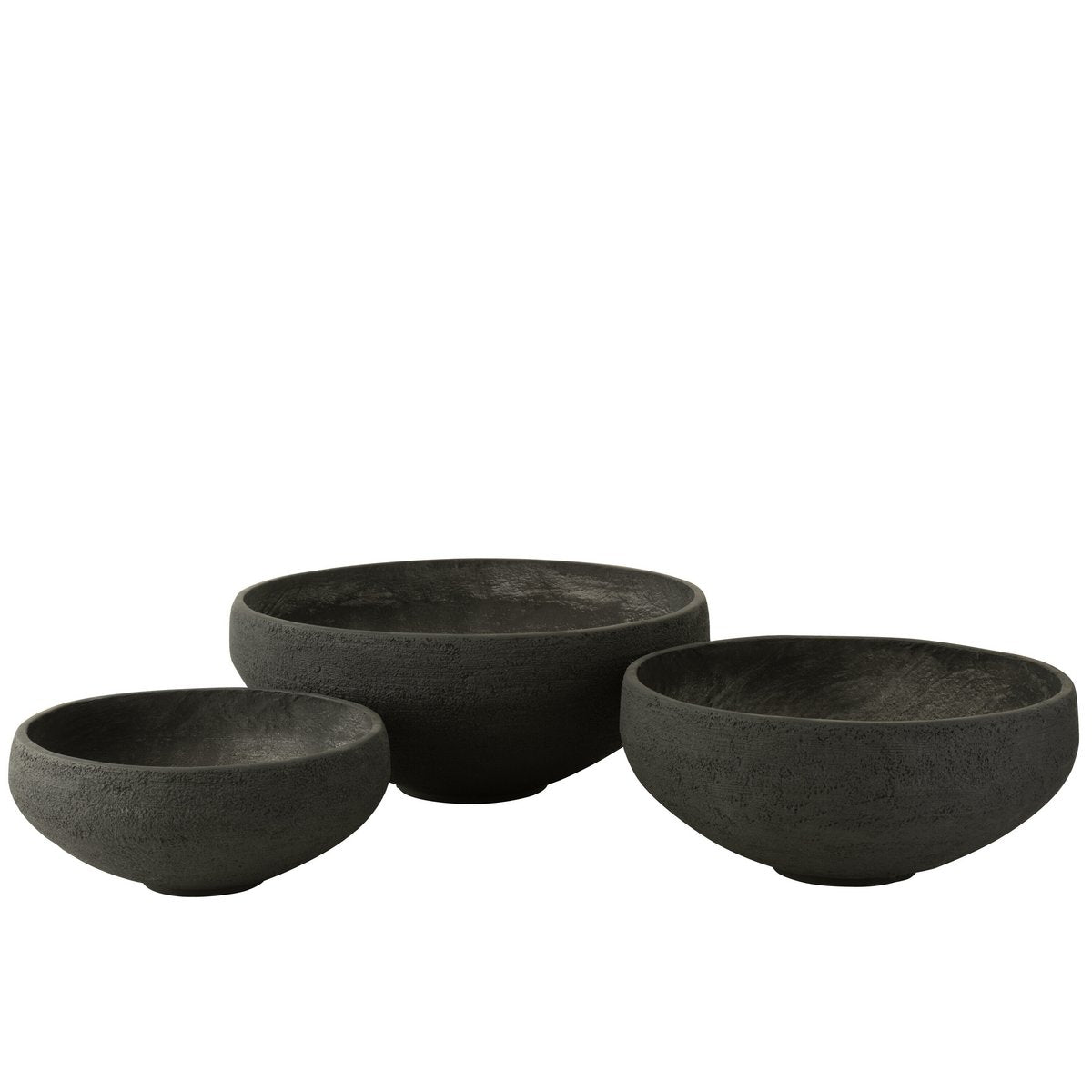 J-Line schaal Vezelklei - keramiek - zwart - 3 stuks - Ø 69.5 cm
