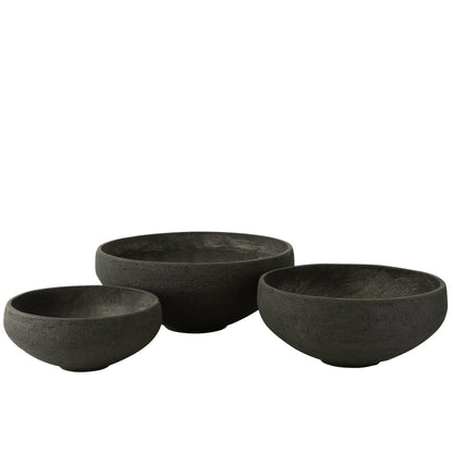 J-Line schaal Vezelklei - keramiek - zwart - 3 stuks - Ø 69.5 cm