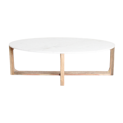 Ovale marmeren salontafel - Wit - 120x60x38 cm