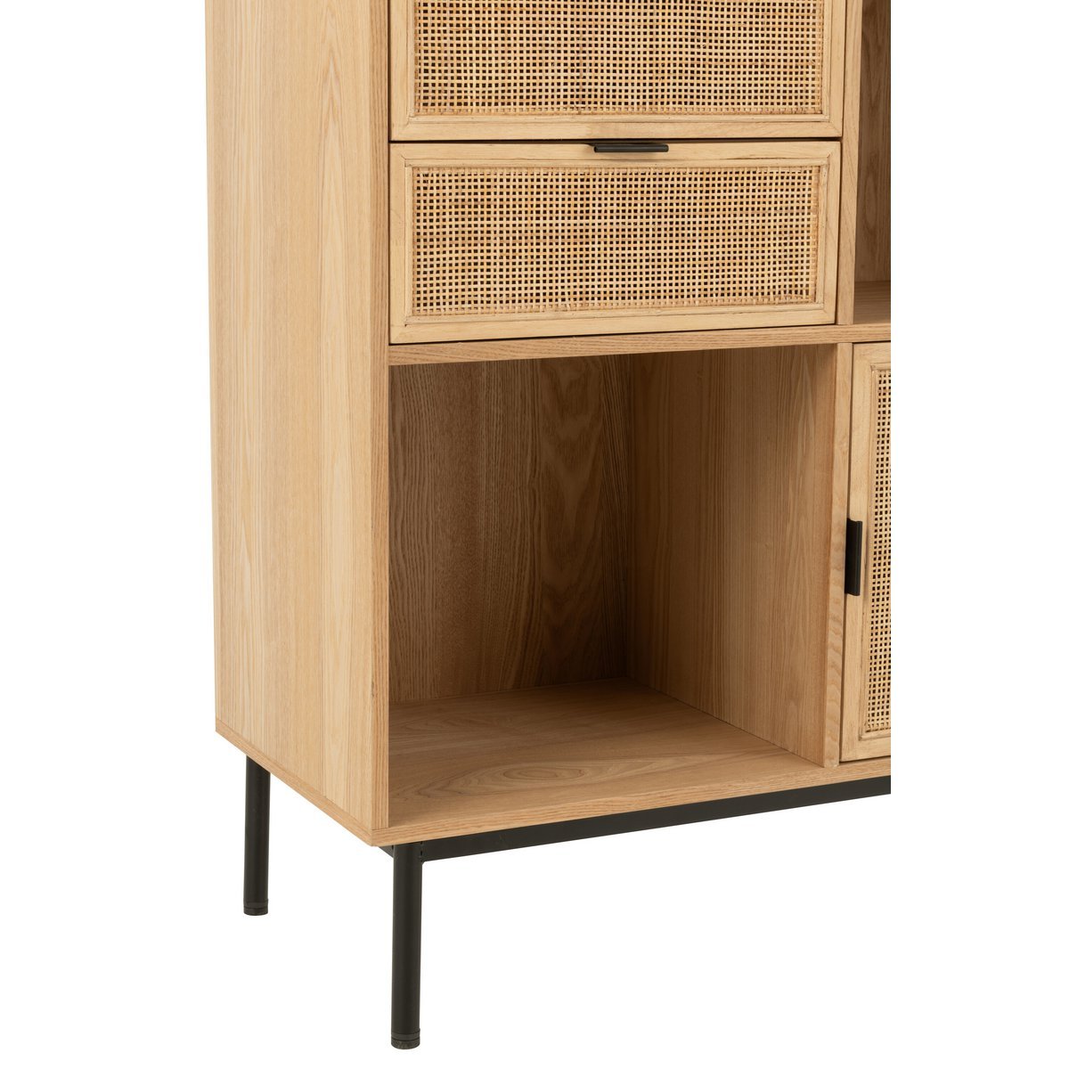 J-Line Kast Vakken Mdf/Metaal Naturel/Zwart