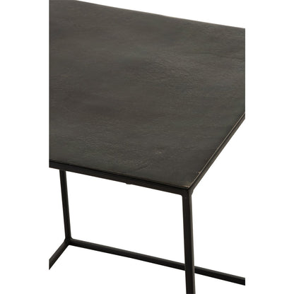 J-Line bijzettafel Vierkant Oxidize - ijzer - zwart/groen - set van 2