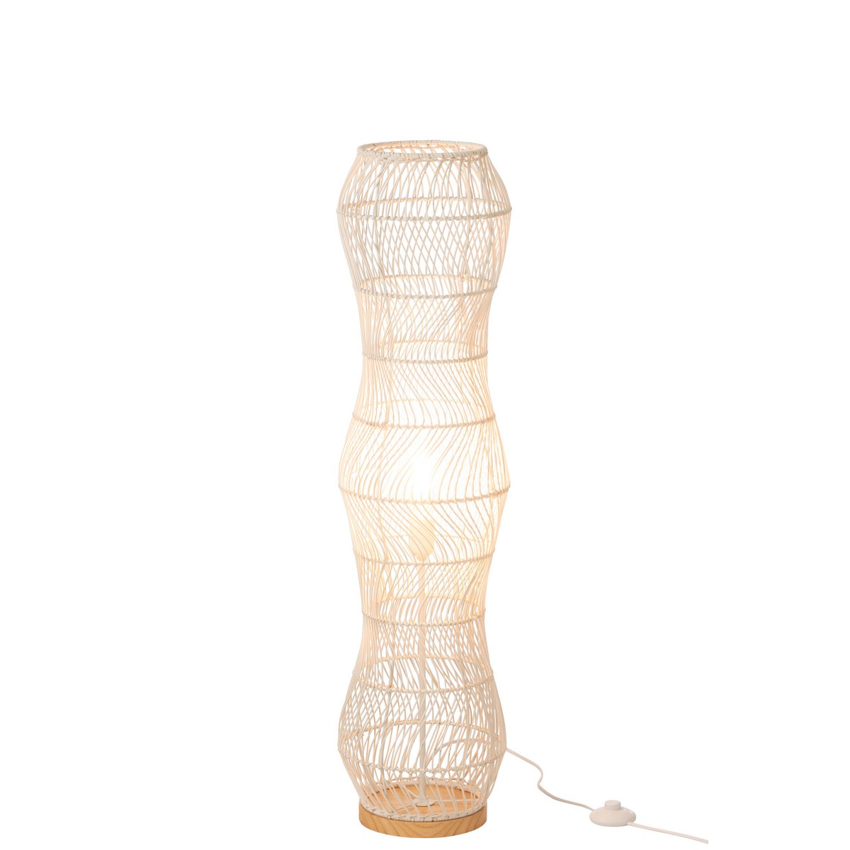 J-Line Vloerlamp Rotan Metaal Gedraaid Wit
