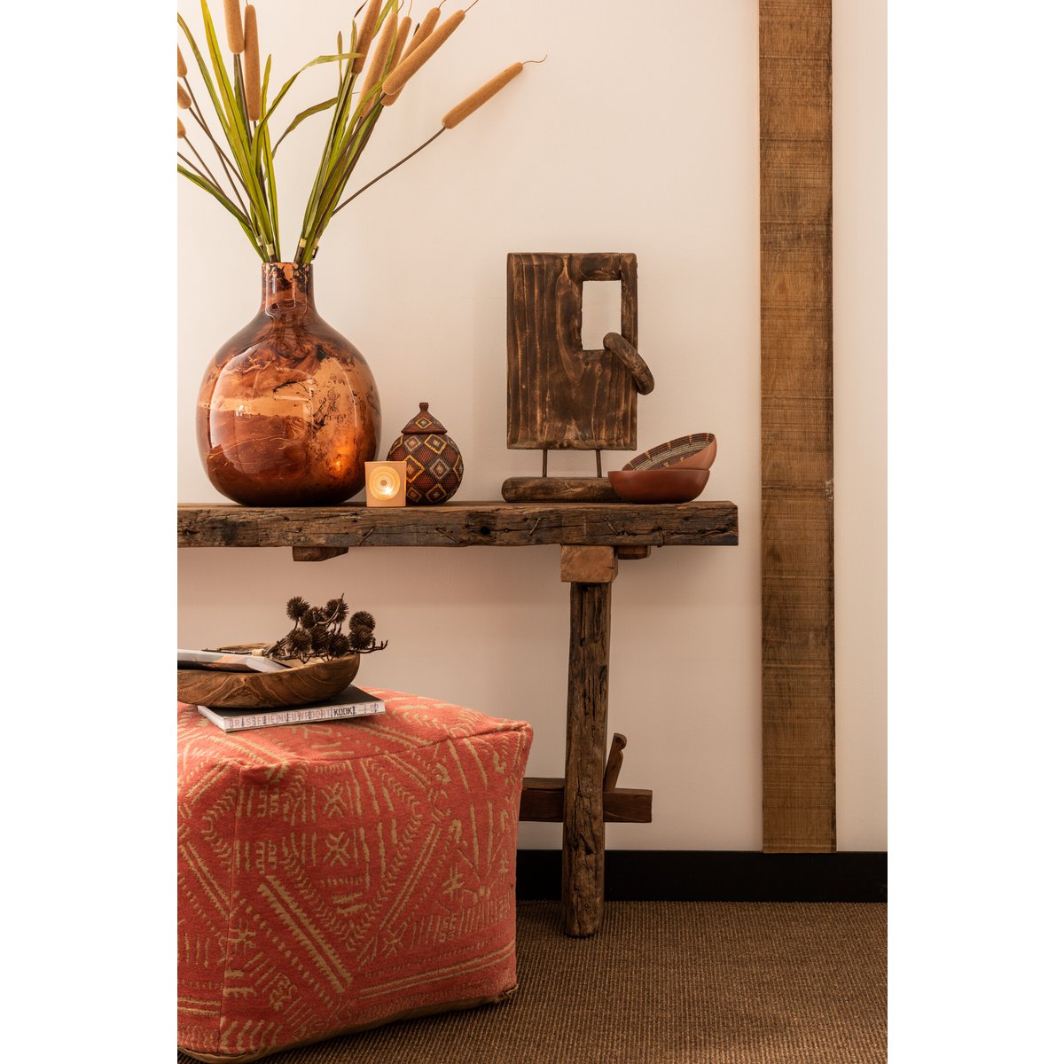 J-Line Console Brut Gerecycleerd Hout Bruin
