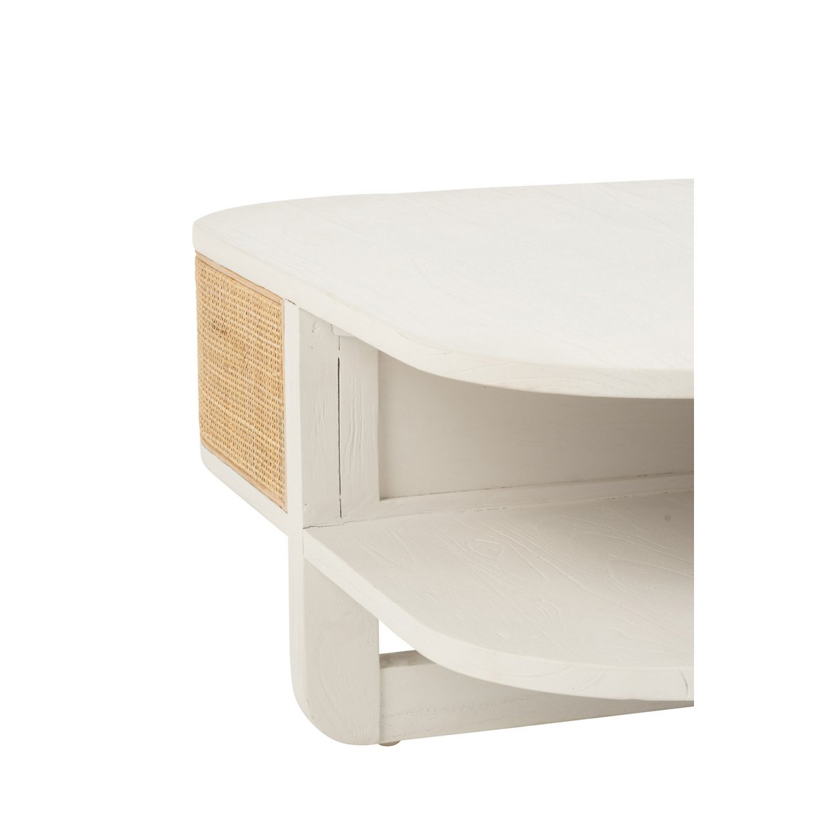 J-Line Salontafel Molly Exotiek Hout/Rotan Wit - 84.5 x 84.5 x 36 cm