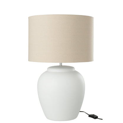 J-Line Lamp Meli + Kap Keramiek Linnen Wit Large
