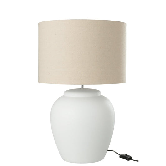 J-Line Lamp Meli + Kap Keramiek Linnen Wit Large