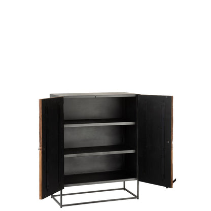 J-Line Kast Shanil 2 Deuren Hout/Ijzer Naturel/Grijs