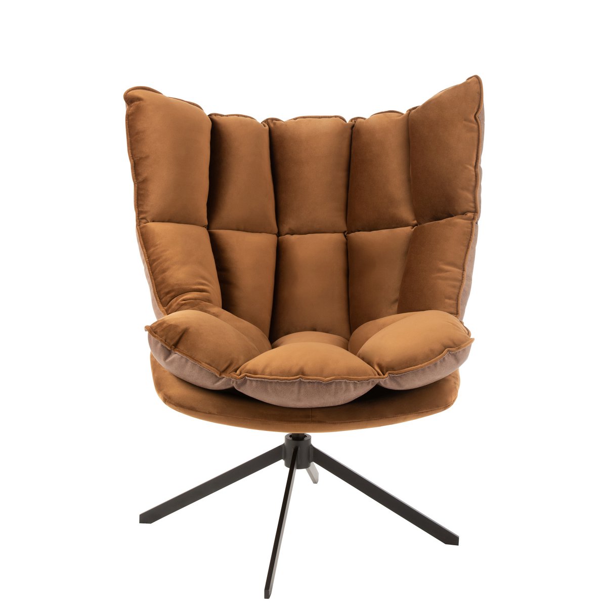 J-Line Stoel Relax Kussen Op Frame Textiel/Metaal Bruin