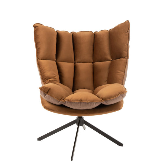 J-Line Stoel Relax Kussen Op Frame Textiel/Metaal Bruin