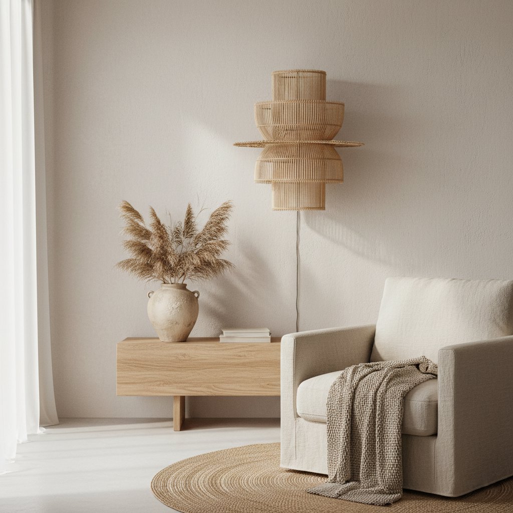 Saturn rotan wandlamp