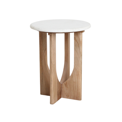 Kuching bijzettafel marmer wit - 30x30x50 cm