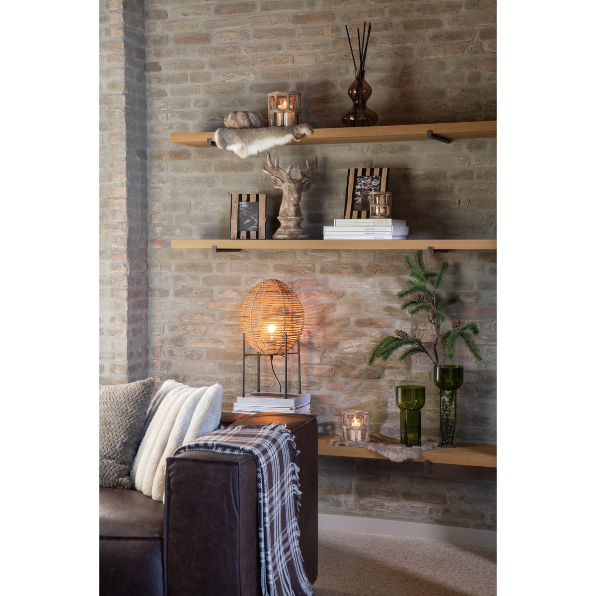 J-Line tafellamp Op Frame - jute/metaal - naturel