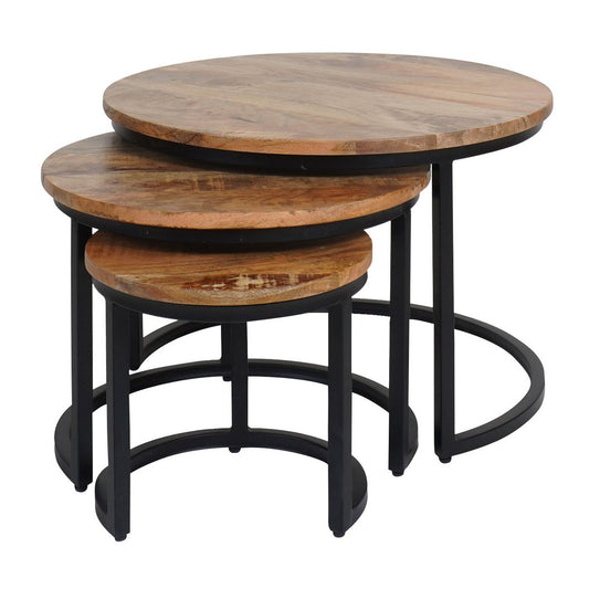 Salontafel Set van 3 – Industriële Salontafelset Erjan – Mangohout