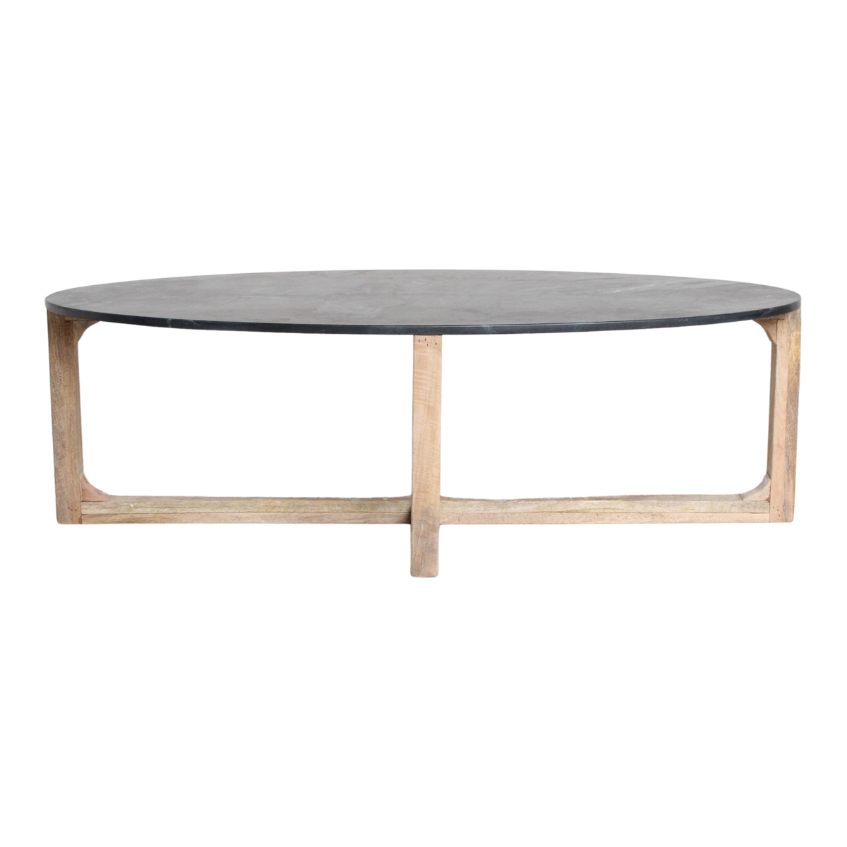 Ovale marmeren salontafel - zwart - 120x60x38 cm