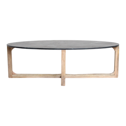 Ovale marmeren salontafel - zwart - 120x60x38 cm
