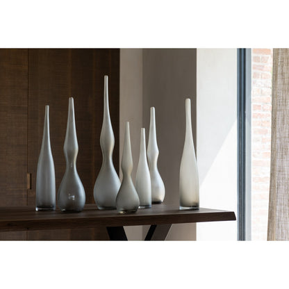 J-Line vaas Yara Fluit - glas - grijs - set van 2 - 53 cm hoog