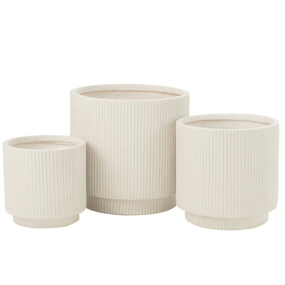 J-Line bloempot Misty - keramiek - wit - 3 stuks - Ø 37 cm