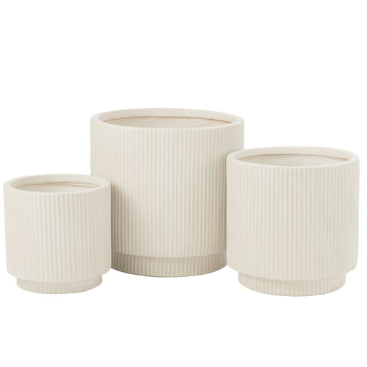 J-Line bloempot Misty - keramiek - wit - 3 stuks - Ø 37 cm