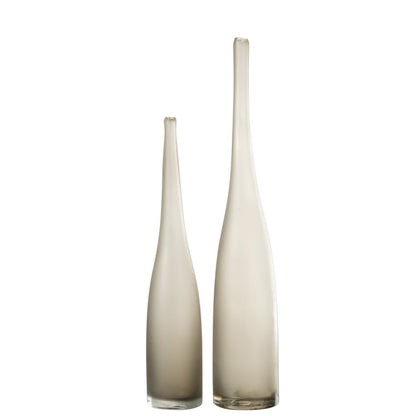 J-Line vaas Yara Fluit - glas - grijs - set van 2 - 53 cm hoog