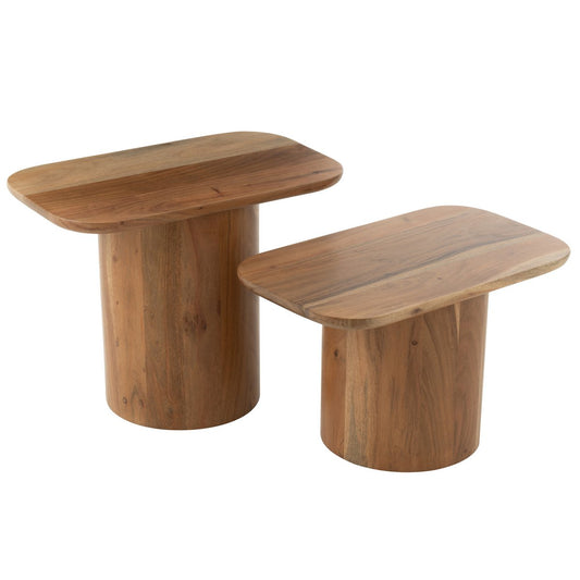 J-Line bijzettafel Acacia - hout - naturel - set van 6