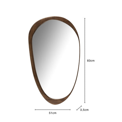 J-Line spiegel Onregelmatig - hout - donkerbruin - large -  51 x 83 cm