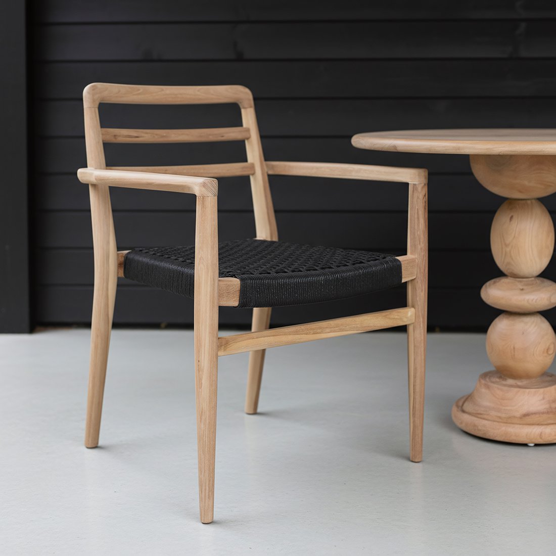 Verano teakhouten tuinstoel met armleuning - Zwart